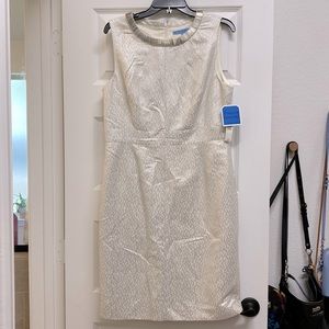 NWT. White and silver Antonio Melani dress. Size 12.